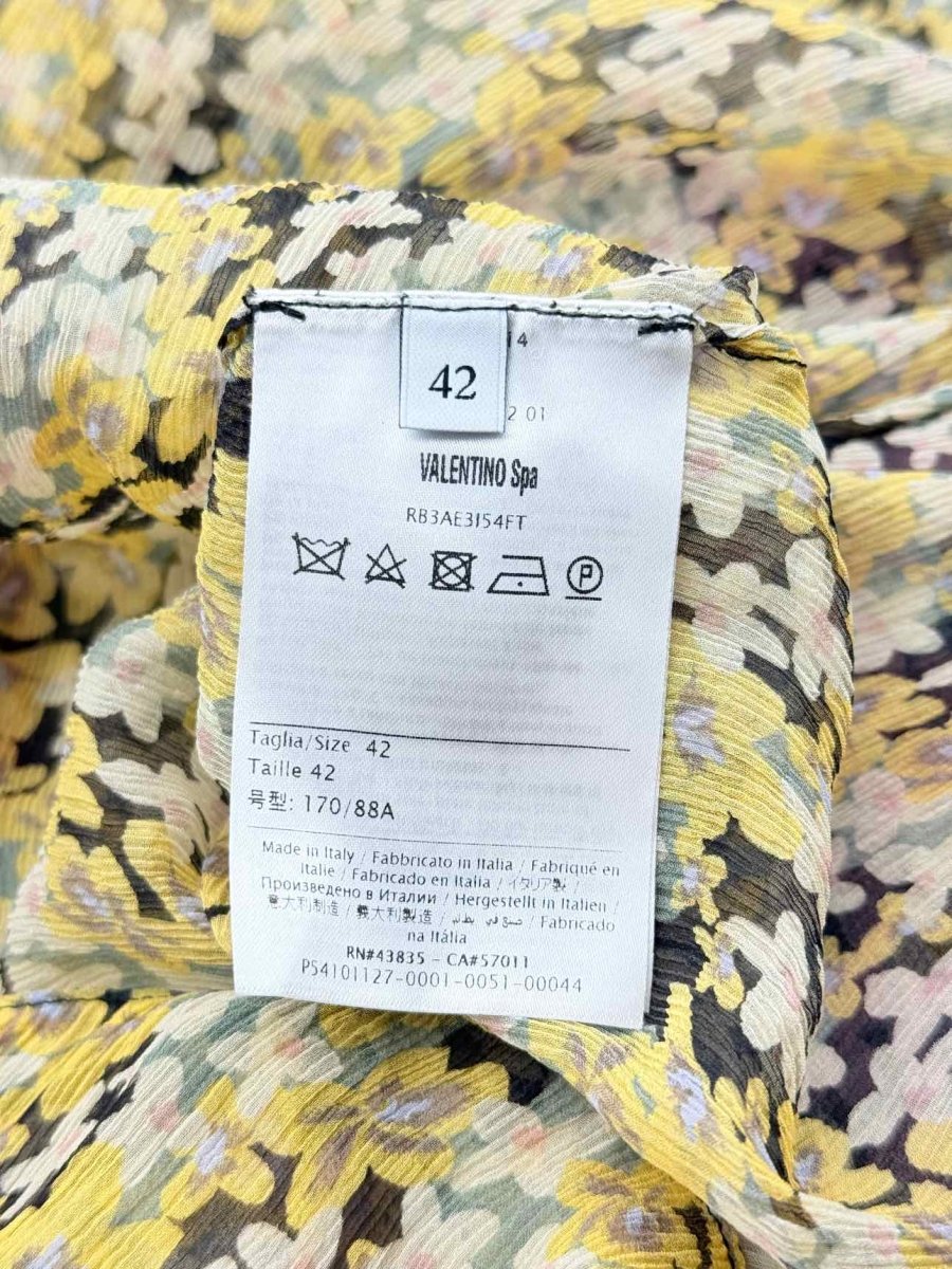 Pre - loved VALENTINO Yellow Multicolor Floral Size US 6 Blouse at Reems Closet
