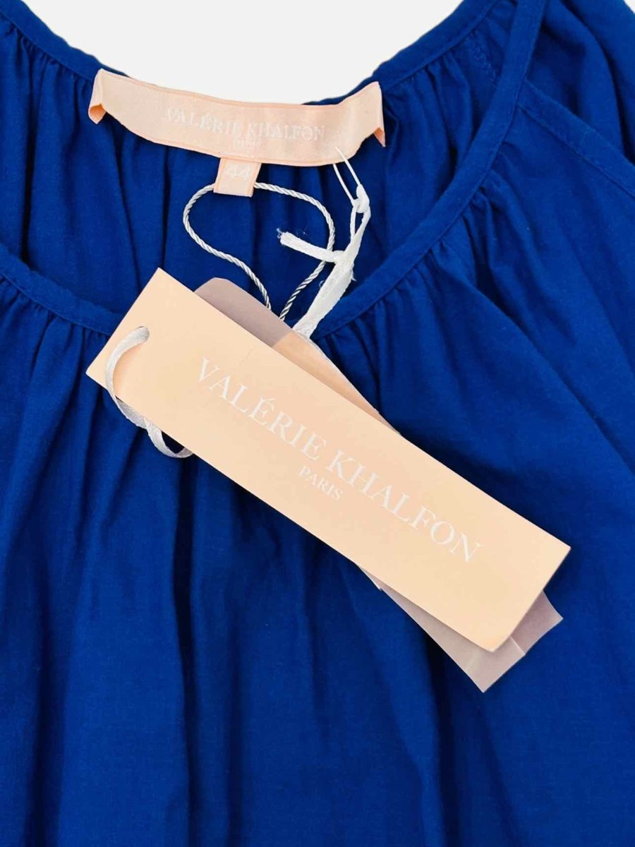 Pre-loved VALERIE KHALFON Off Shoulder Blue & White Top from Reems Closet