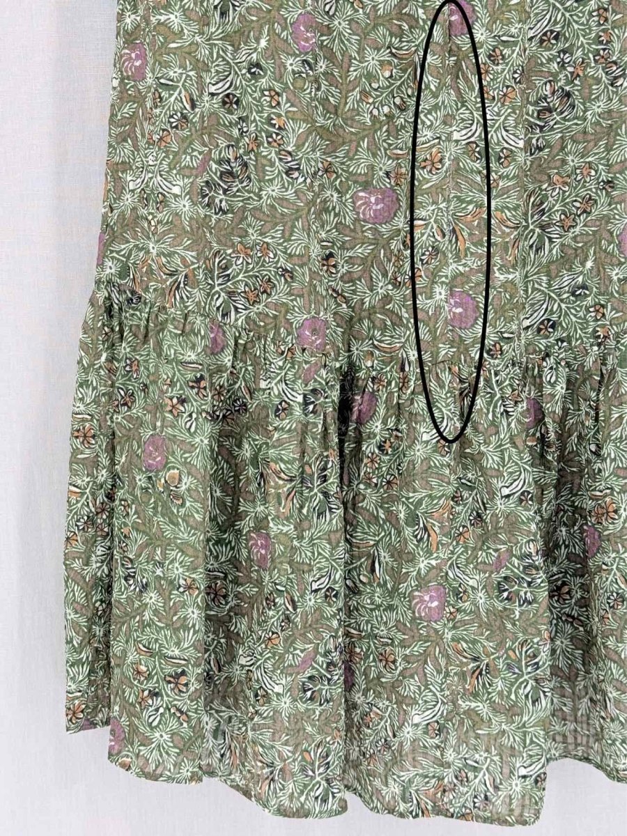 Pre - loved VANESSA BRUNO Green Multicolor Size US 2 Short Dress at Reems Closet