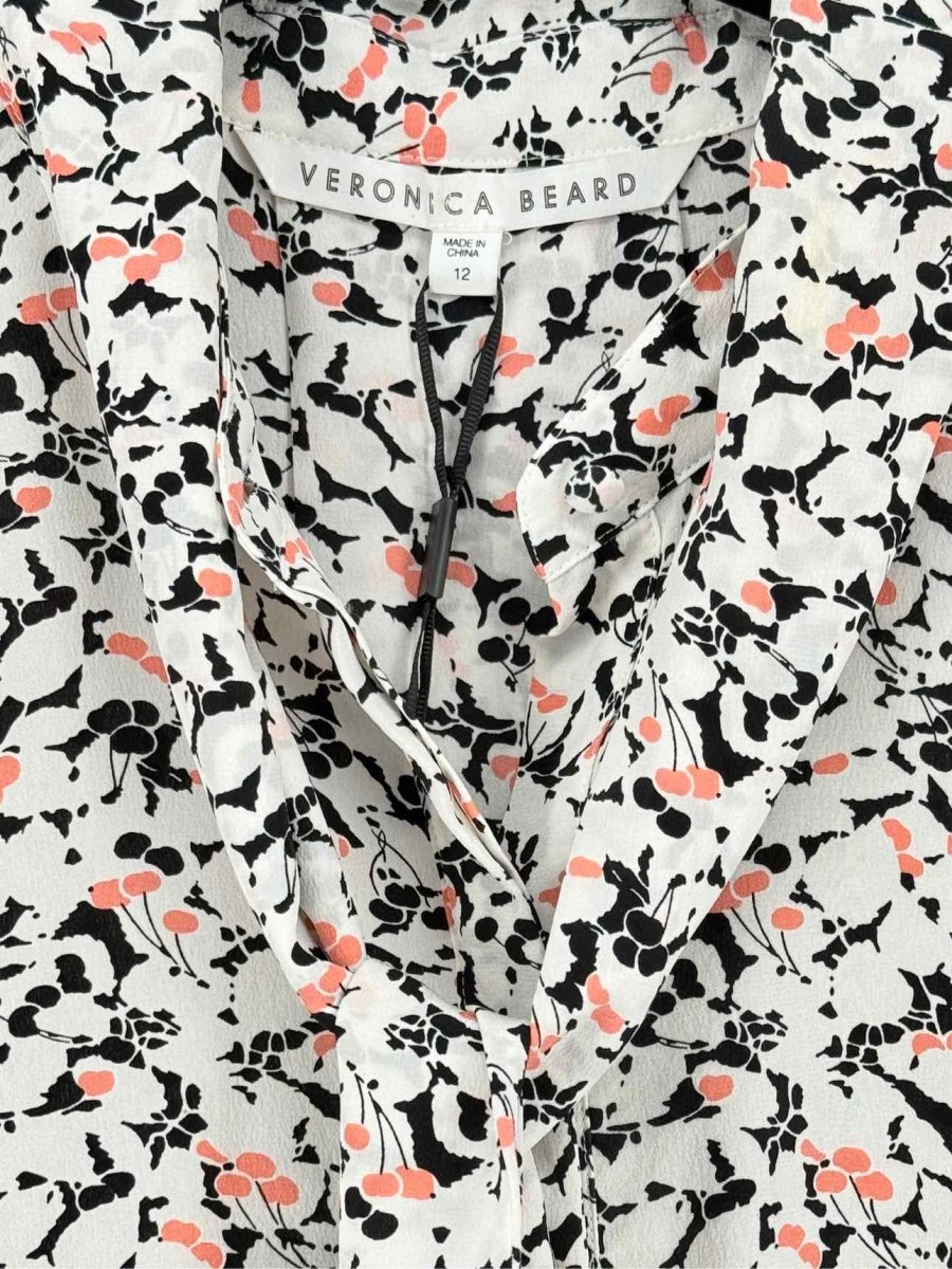 Pre - loved VERONICA BEARD Beige Multicolor Print Size US 12 Blouse at Reems Closet