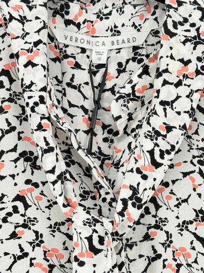Pre - loved VERONICA BEARD Beige Multicolor Print Size US 12 Blouse at Reems Closet