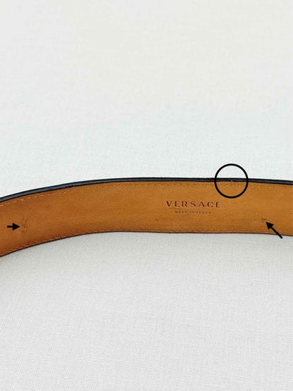 Pre - loved VERSACE Black Belt at Reems Closet