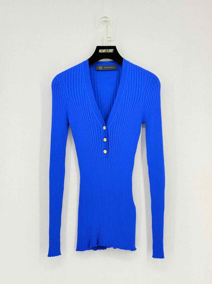 Pre - loved VERSACE Blue Size US 2 Top at Reems Closet