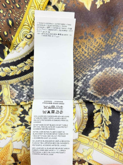 Pre - loved VERSACE Brown & Yellow Baroque Floral Size US 4 Blouse at Reems Closet