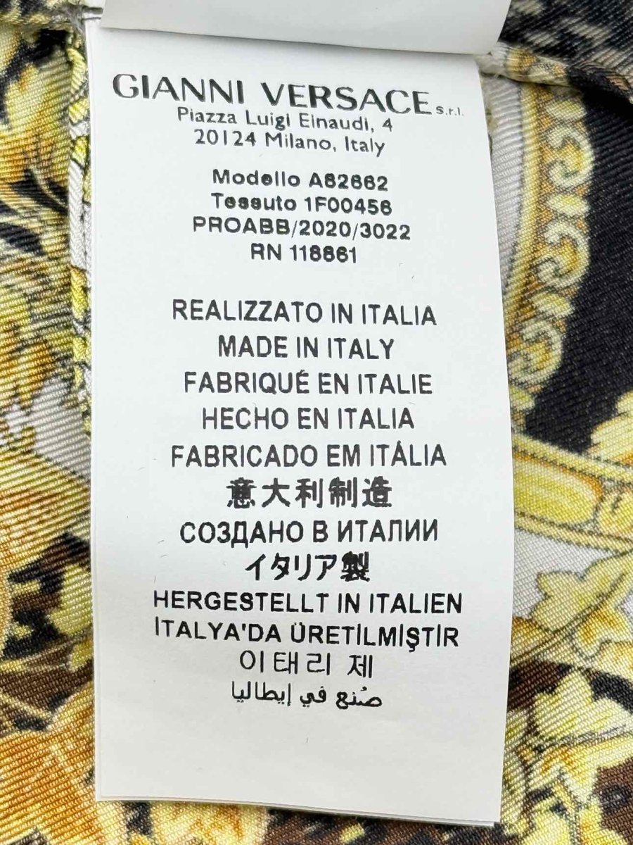 Pre - loved VERSACE Brown & Yellow Baroque Floral Size US 4 Blouse at Reems Closet