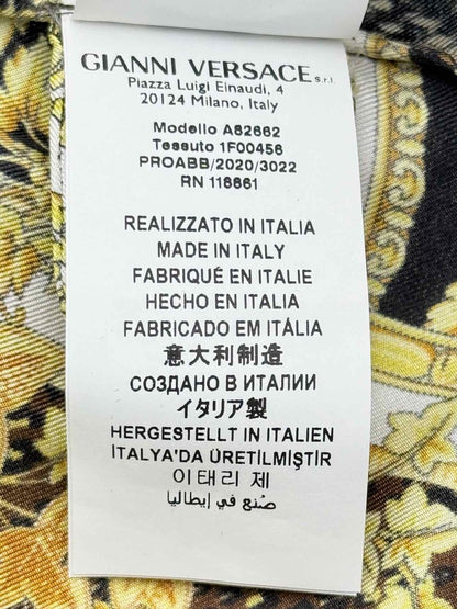 Pre - loved VERSACE Brown & Yellow Baroque Floral Size US 4 Blouse at Reems Closet