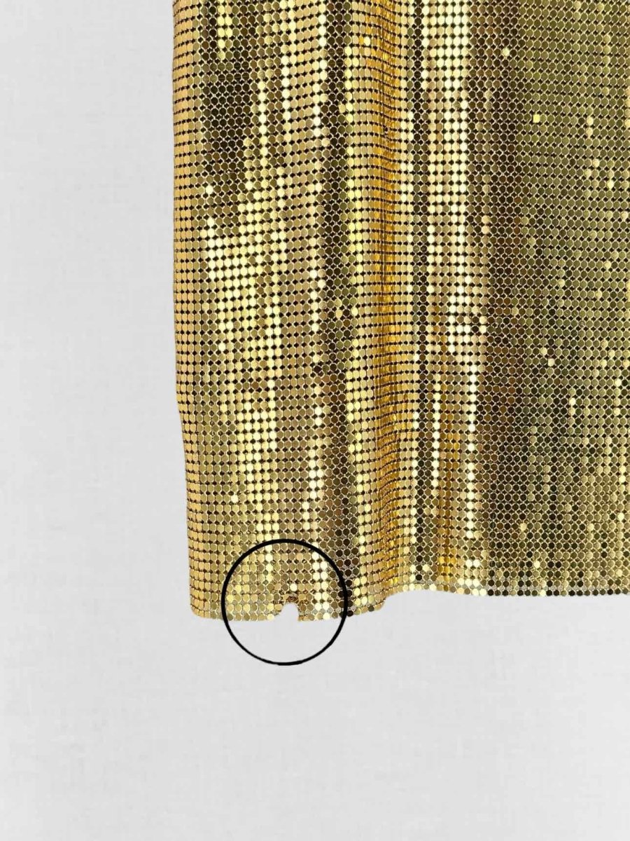 Pre - loved VERSACE Gold Size US 6 Short Dress at Reems Closet