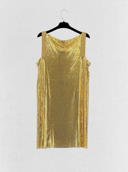 Pre - loved VERSACE Gold Size US 6 Short Dress at Reems Closet