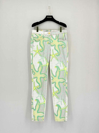 Pre-loved VERSACE Green Multicolor Printed Size 28 Jeans at Reems Closet