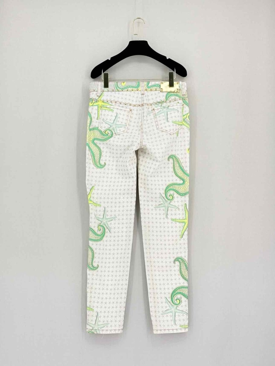 Pre-loved VERSACE Green Multicolor Printed Size 28 Jeans at Reems Closet