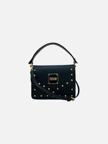 Pre - loved VERSACE JEANS COUTURE Revolution Stud Black Crossbody at Reems Closet