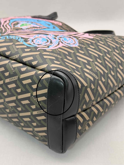 Pre-loved VERSACE La Greca Medusa Music Black Multicolor Tote Bag at Reems Closet