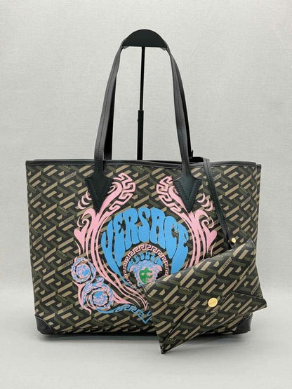 Pre-loved VERSACE La Greca Medusa Music Black Multicolor Tote Bag at Reems Closet