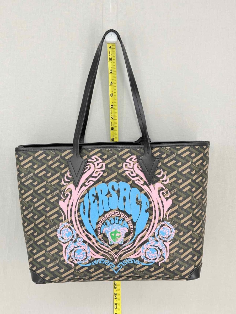 Pre-loved VERSACE La Greca Medusa Music Black Multicolor Tote Bag at Reems Closet