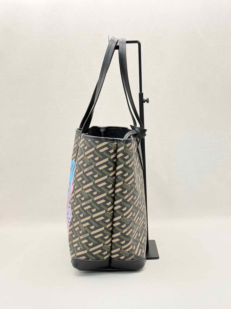 Pre-loved VERSACE La Greca Medusa Music Black Multicolor Tote Bag at Reems Closet
