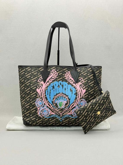 Pre-loved VERSACE La Greca Medusa Music Black Multicolor Tote Bag at Reems Closet