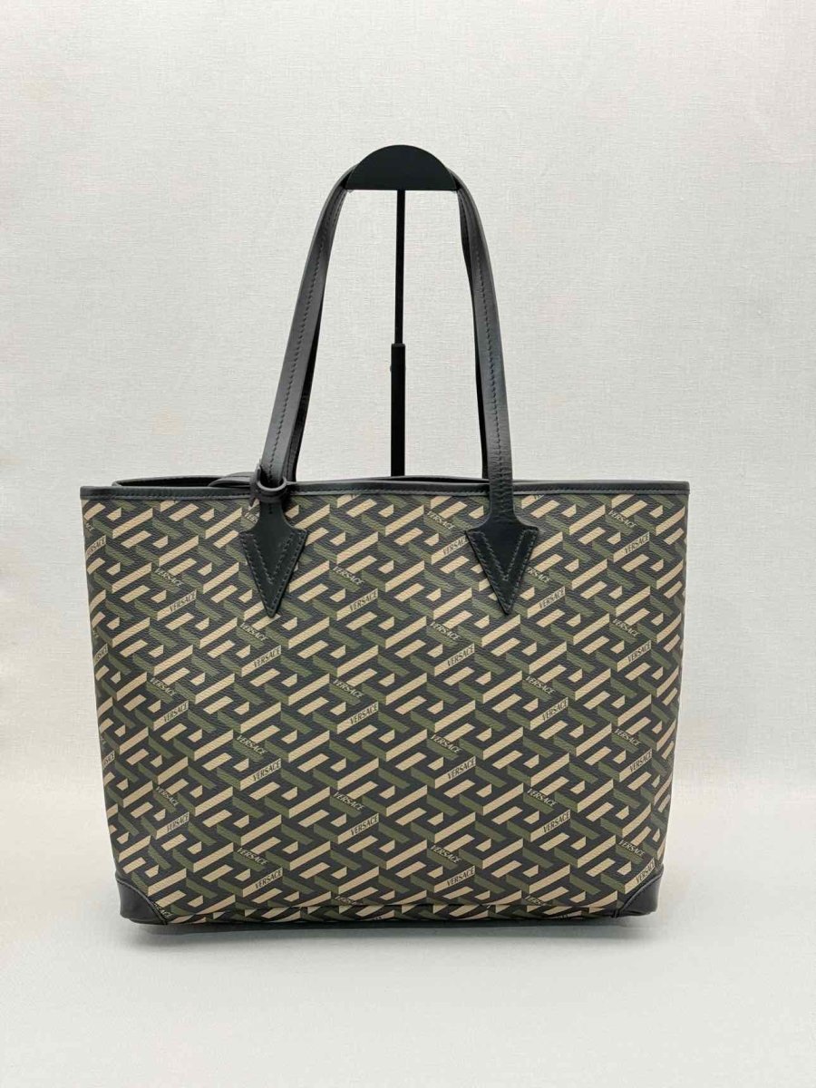 Pre-loved VERSACE La Greca Medusa Music Black Multicolor Tote Bag at Reems Closet