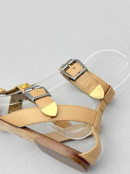 Pre - loved VERSACE Medusa Beige Size EU 36 Heeled Sandals at Reems Closet