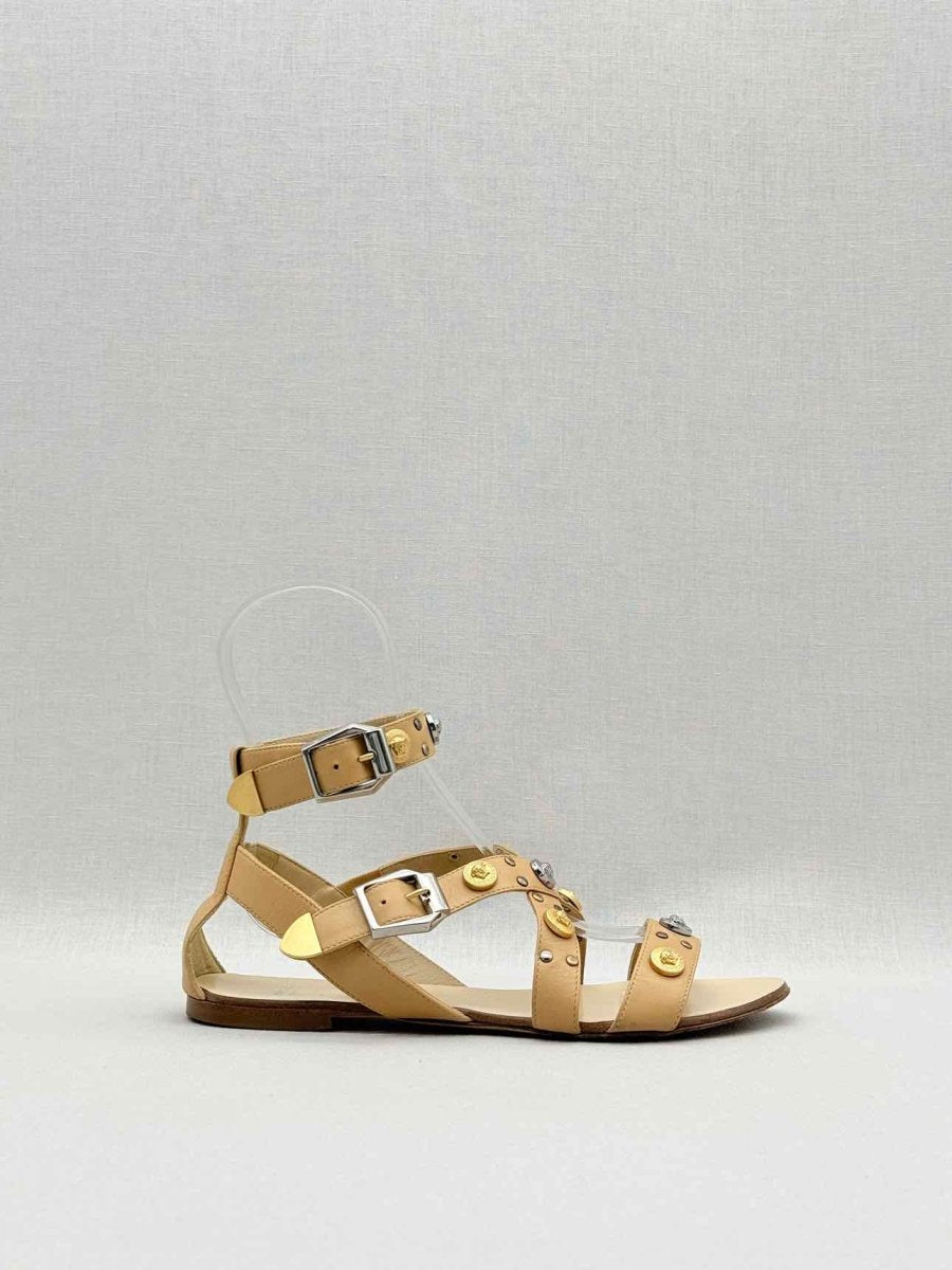 Pre - loved VERSACE Medusa Beige Size EU 36 Heeled Sandals at Reems Closet