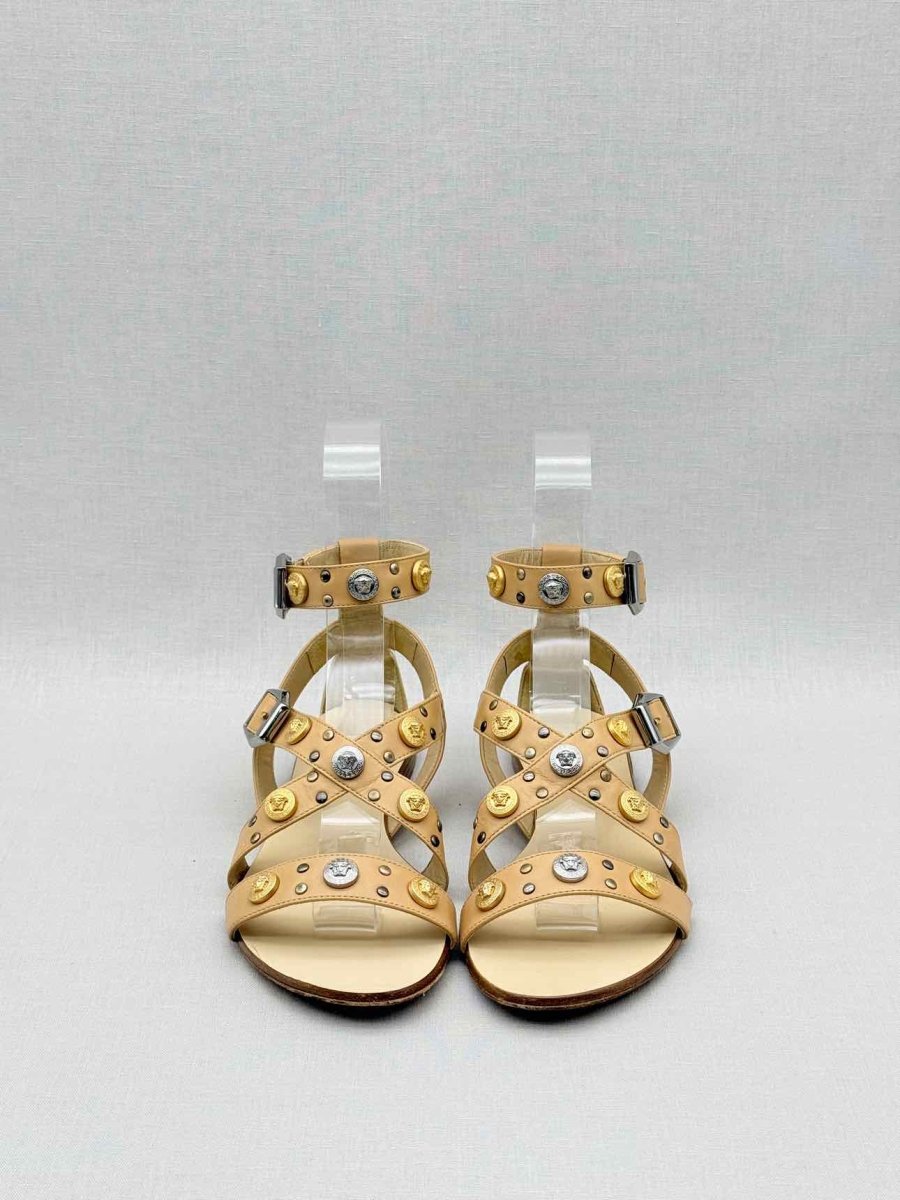 Pre - loved VERSACE Medusa Beige Size EU 36 Heeled Sandals at Reems Closet