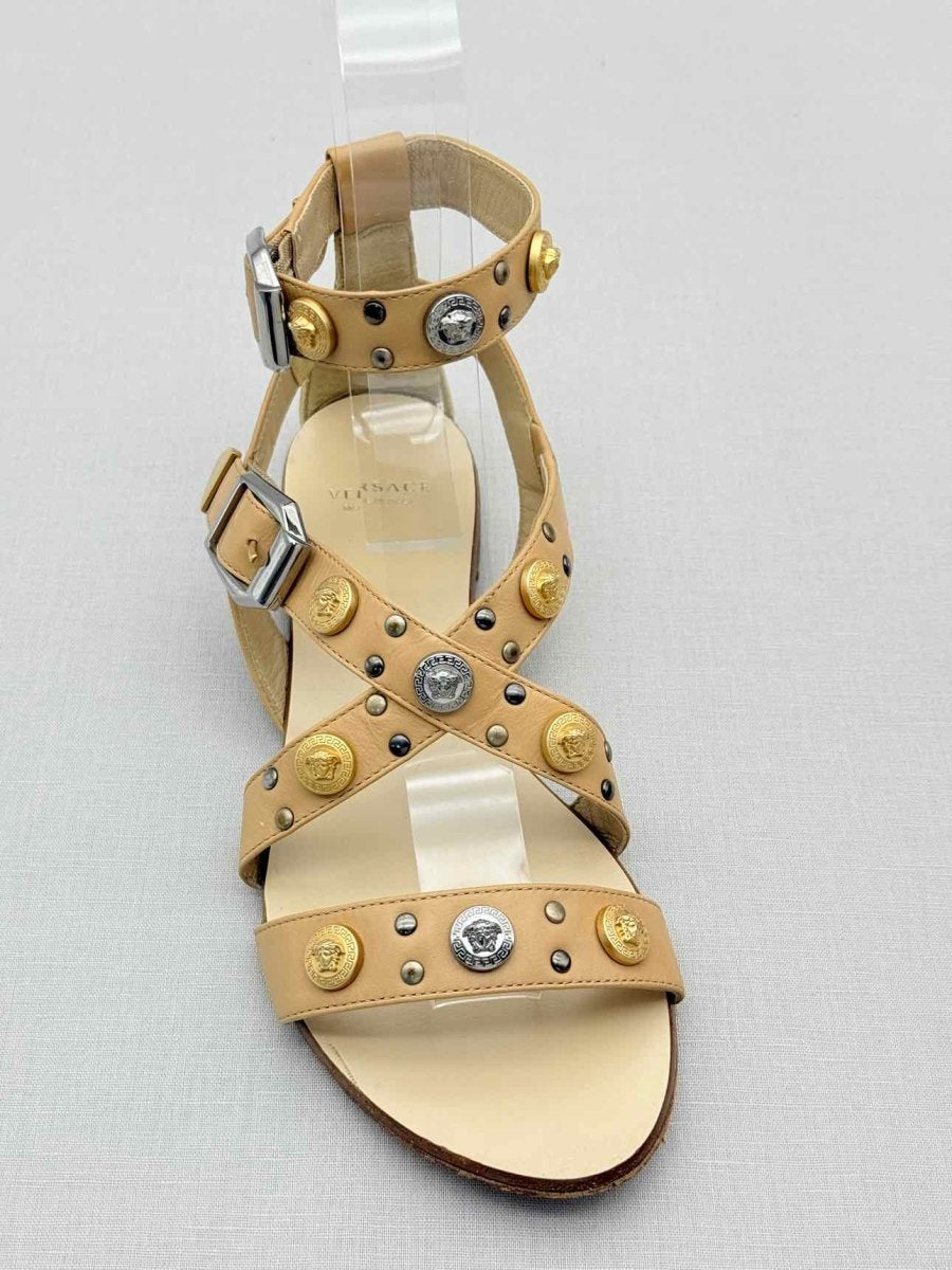 Pre - loved VERSACE Medusa Beige Size EU 36 Heeled Sandals at Reems Closet