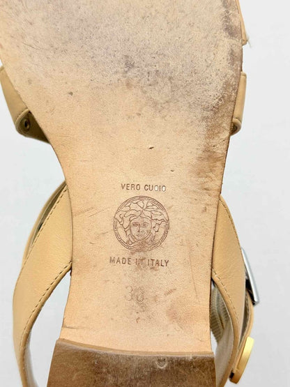 Pre - loved VERSACE Medusa Beige Size EU 36 Heeled Sandals at Reems Closet