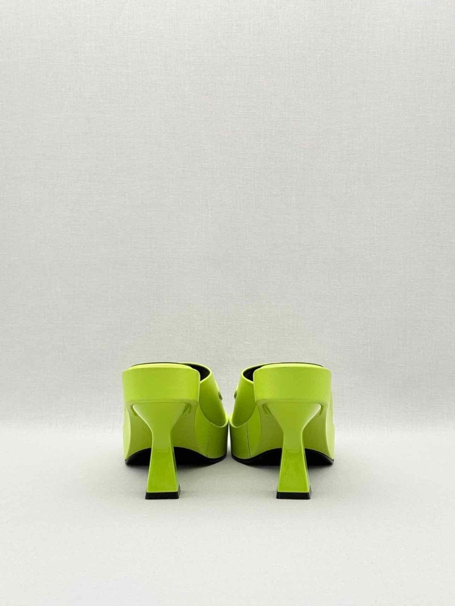 Pre-loved VERSACE Medusa Biggie Neon Green Size EU 38 Mules at Reems Closet
