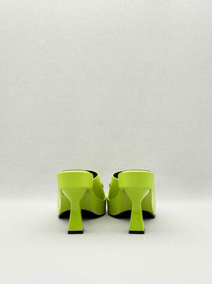 Pre-loved VERSACE Medusa Biggie Neon Green Size EU 38 Mules at Reems Closet