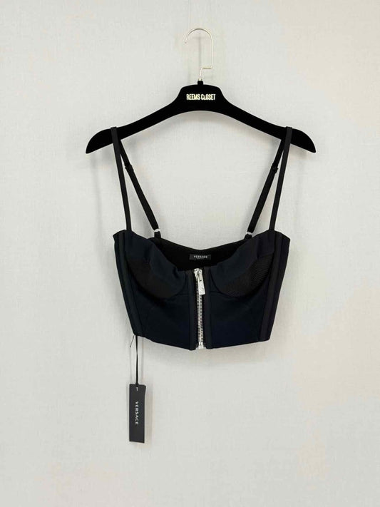 Pre-loved VERSACE Medusa Black Quilted Size US 2 Bustier at Reems Closet