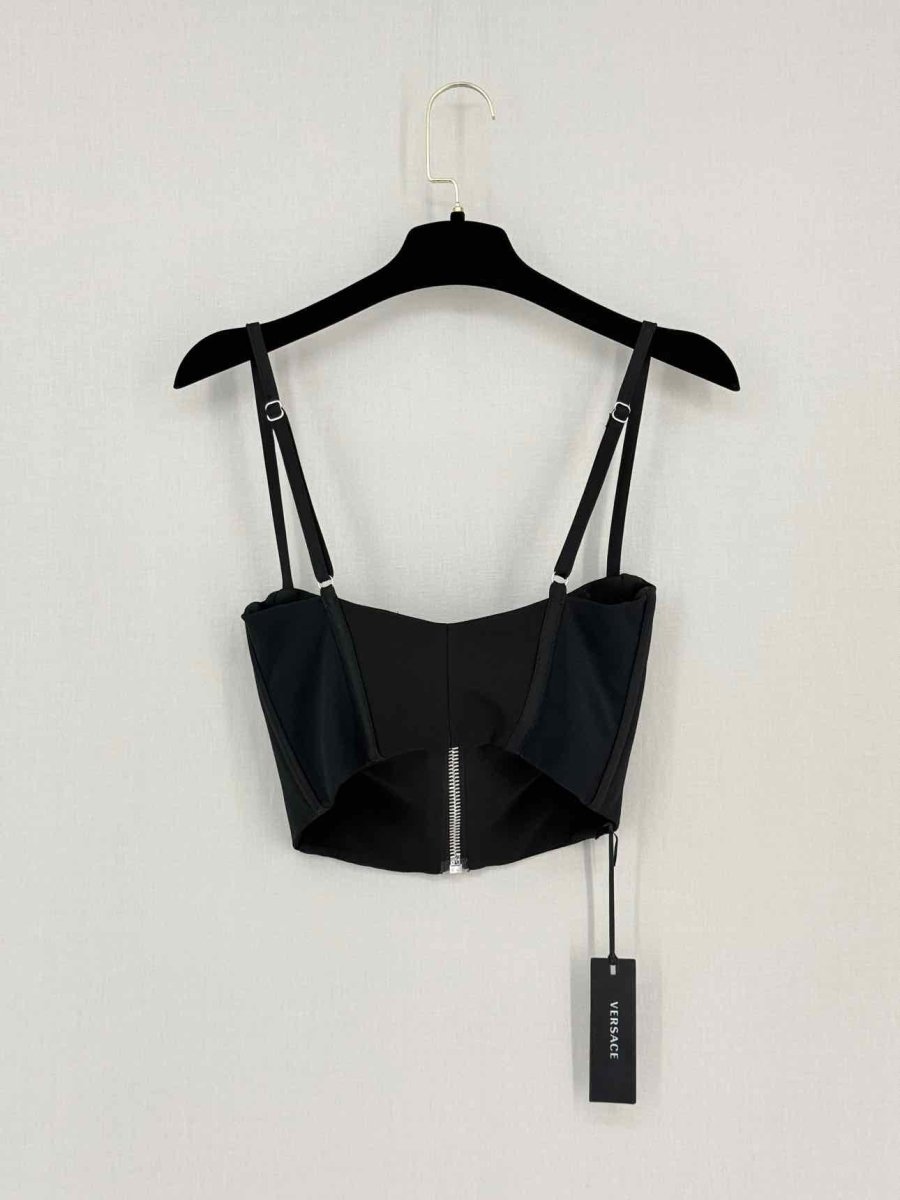 Pre-loved VERSACE Medusa Black Quilted Size US 2 Bustier at Reems Closet