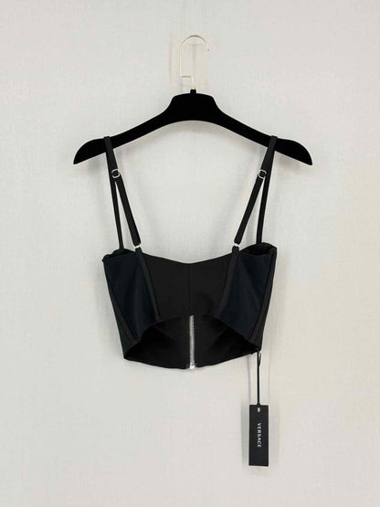 Pre-loved VERSACE Medusa Black Quilted Size US 2 Bustier at Reems Closet