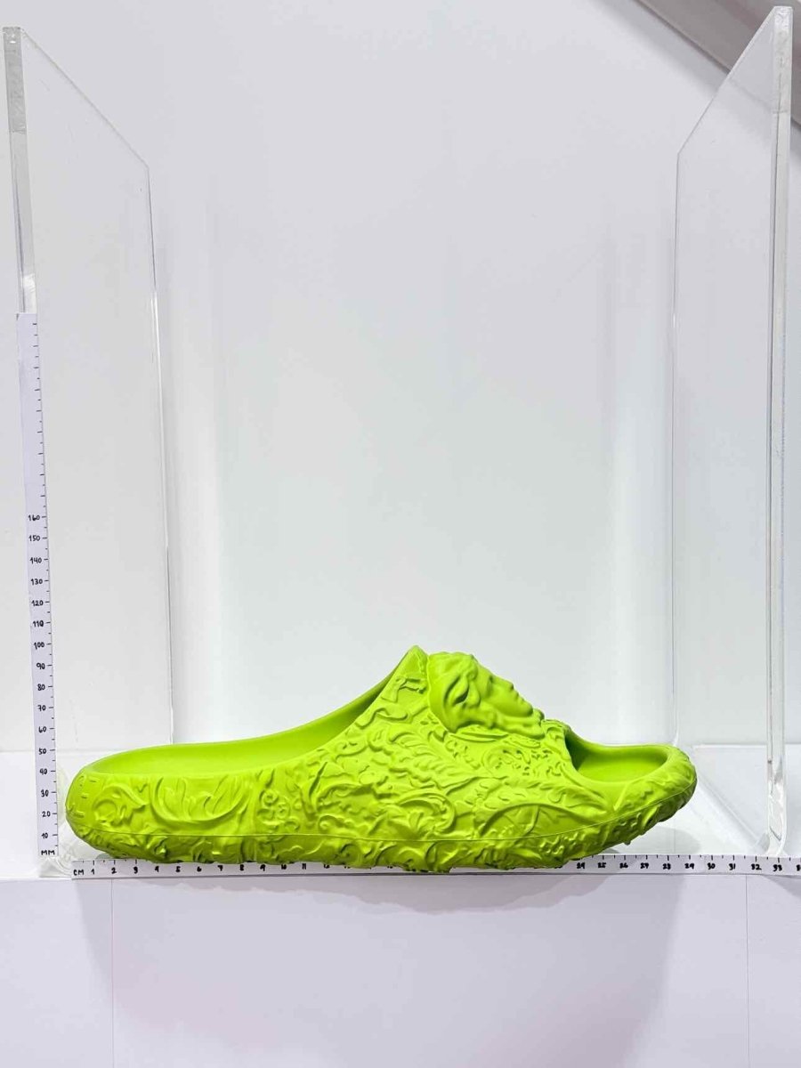 Pre-loved VERSACE Medusa Neon Green Size EU 43 Slides at Reems Closet