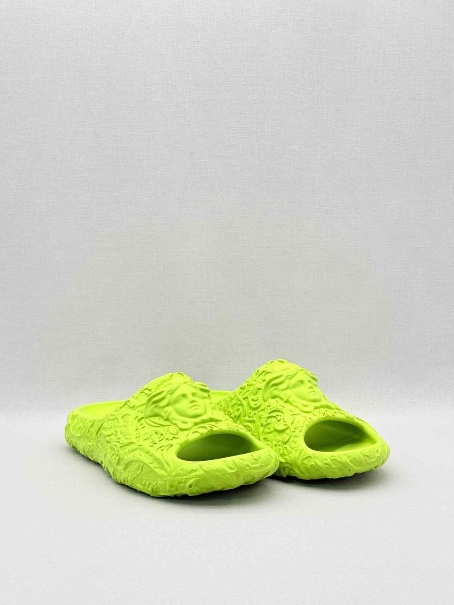 Pre-loved VERSACE Medusa Neon Green Size EU 43 Slides at Reems Closet