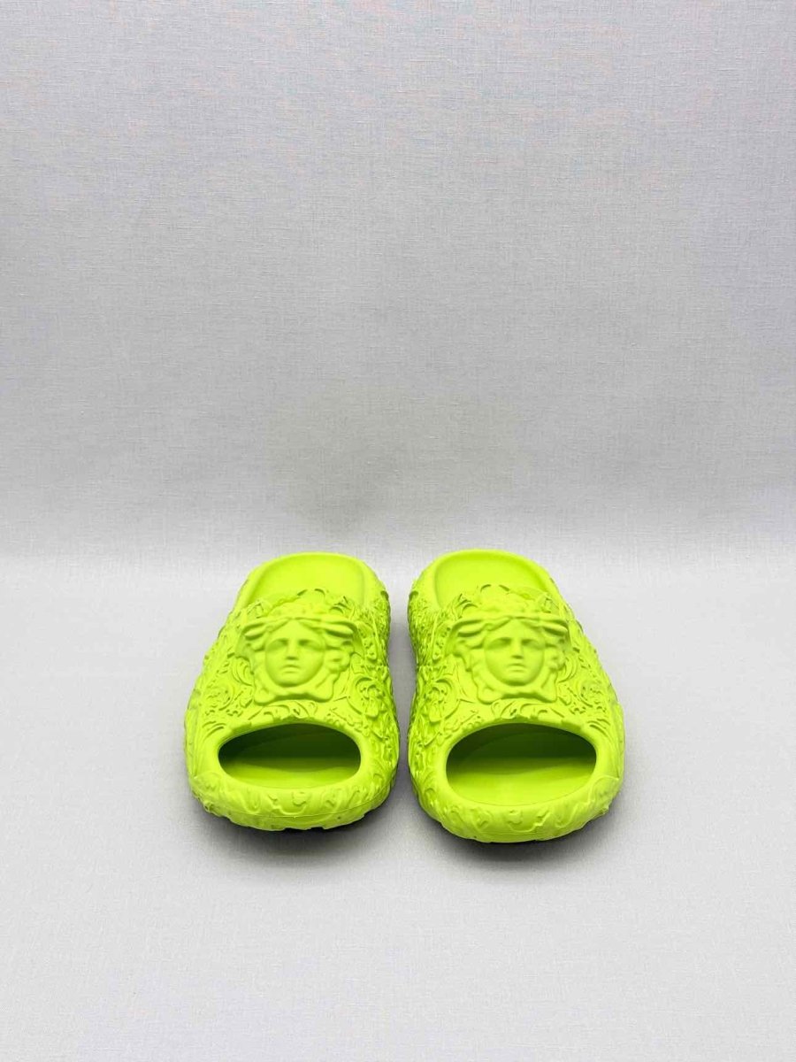 Pre-loved VERSACE Medusa Neon Green Size EU 43 Slides at Reems Closet