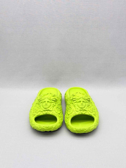 Pre-loved VERSACE Medusa Neon Green Size EU 43 Slides at Reems Closet
