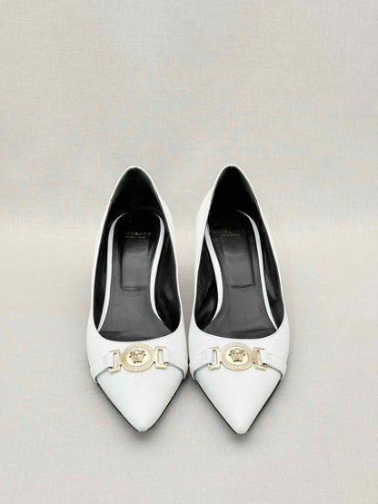 Pre-loved VERSACE Medusa White Size EU 39 Pumps at Reems Closet