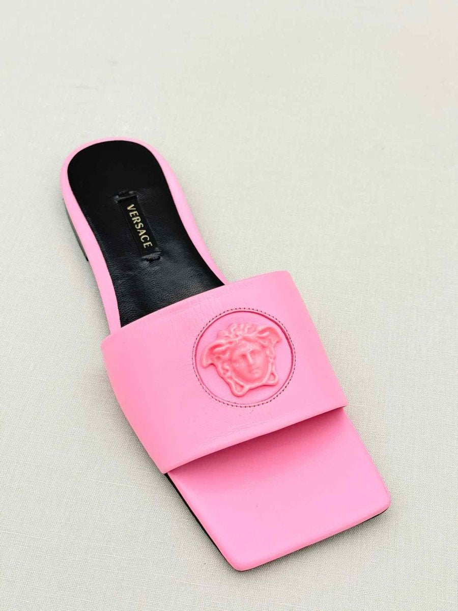 Pre - loved VERSACE Pink Medusa Medallion Size EU 36 Sandals at Reems Closet