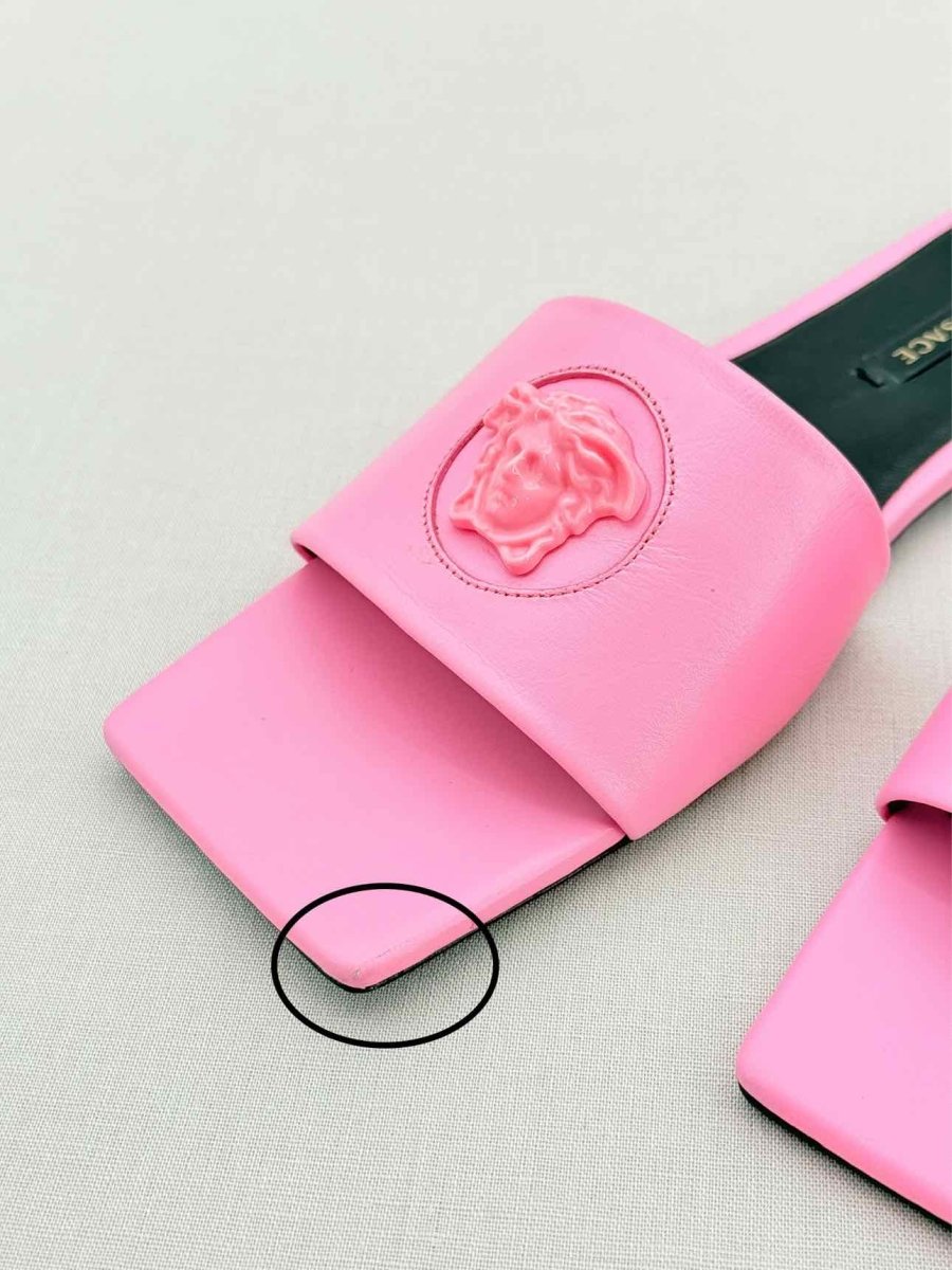 Pre - loved VERSACE Pink Medusa Medallion Size EU 36 Sandals at Reems Closet