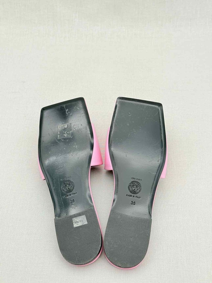 Pre - loved VERSACE Pink Medusa Medallion Size EU 36 Sandals at Reems Closet