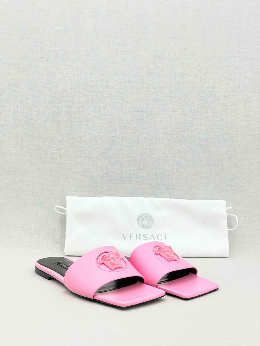 Pre - loved VERSACE Pink Medusa Medallion Size EU 36 Sandals at Reems Closet