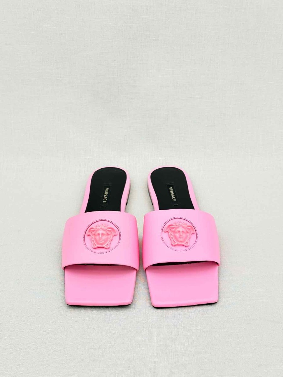 Pre - loved VERSACE Pink Medusa Medallion Size EU 36 Sandals at Reems Closet