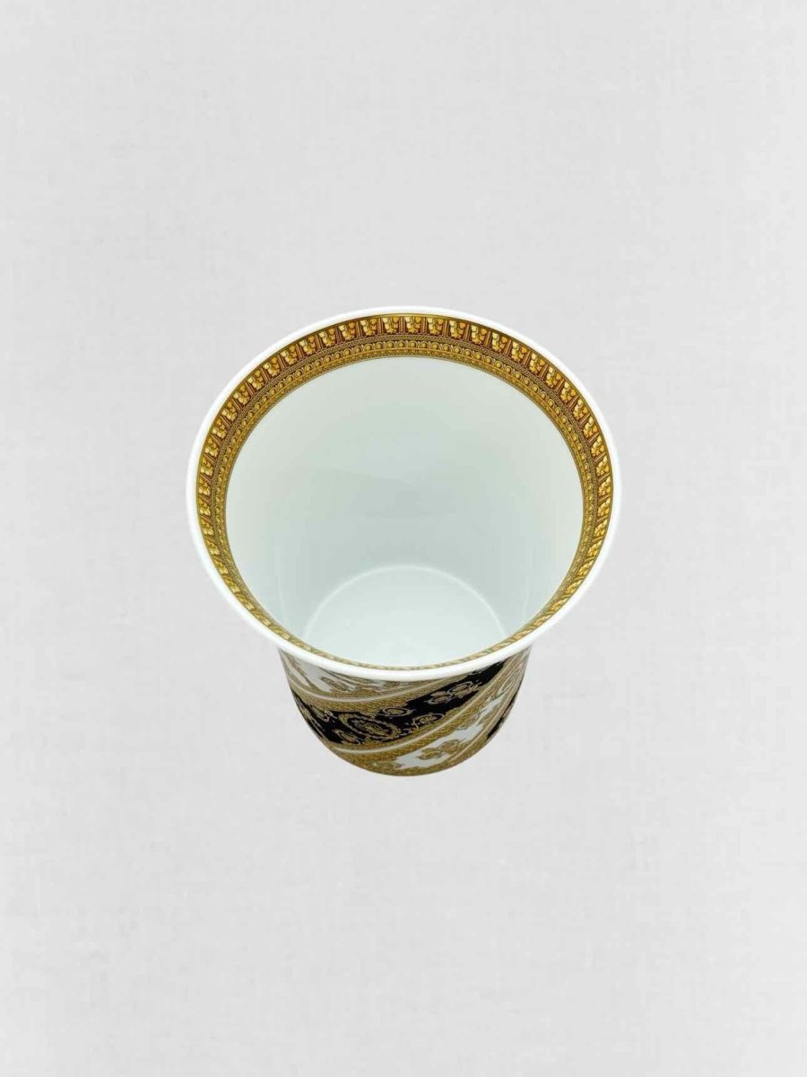 Pre - loved VERSACE ROSENTHAL Black, Gold & White Vase at Reems Closet