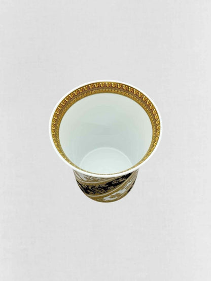 Pre - loved VERSACE ROSENTHAL Black, Gold & White Vase at Reems Closet