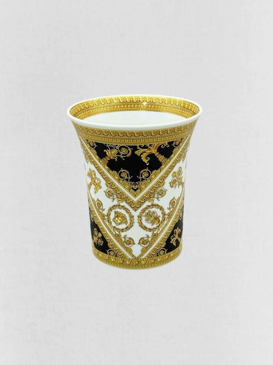 Pre - loved VERSACE ROSENTHAL Black, Gold & White Vase at Reems Closet