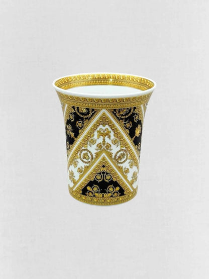 Pre - loved VERSACE ROSENTHAL Black, Gold & White Vase at Reems Closet