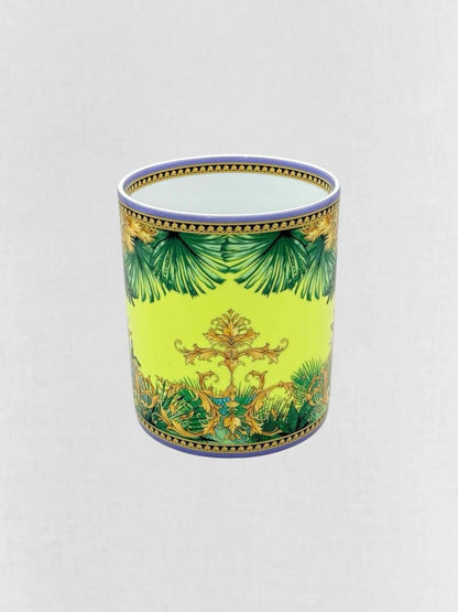 Pre - loved VERSACE ROSENTHAL Green & Gold Jungle Animal Vase at Reems Closet