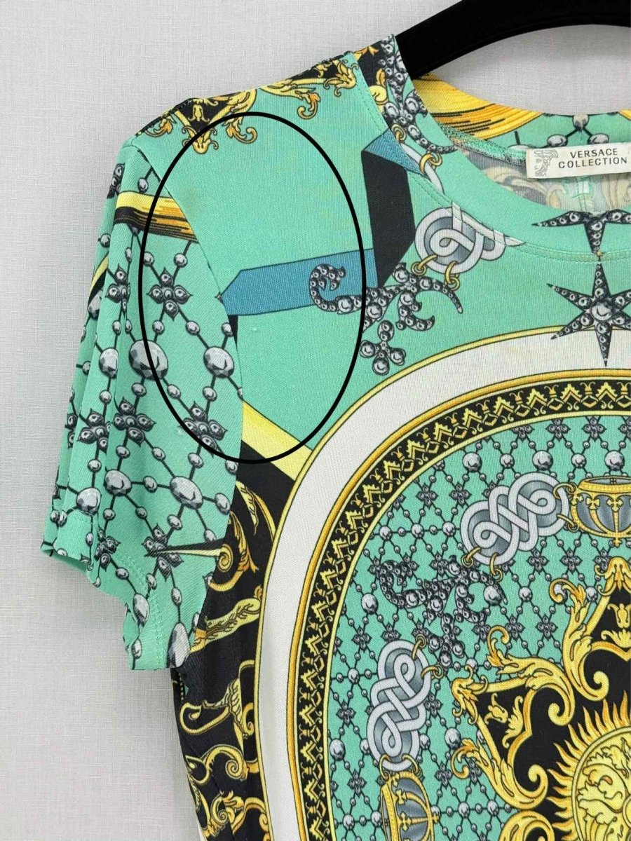 Pre-loved VERSACE Turquoise Multicolor Size US 8 T-shirt at Reems Closet