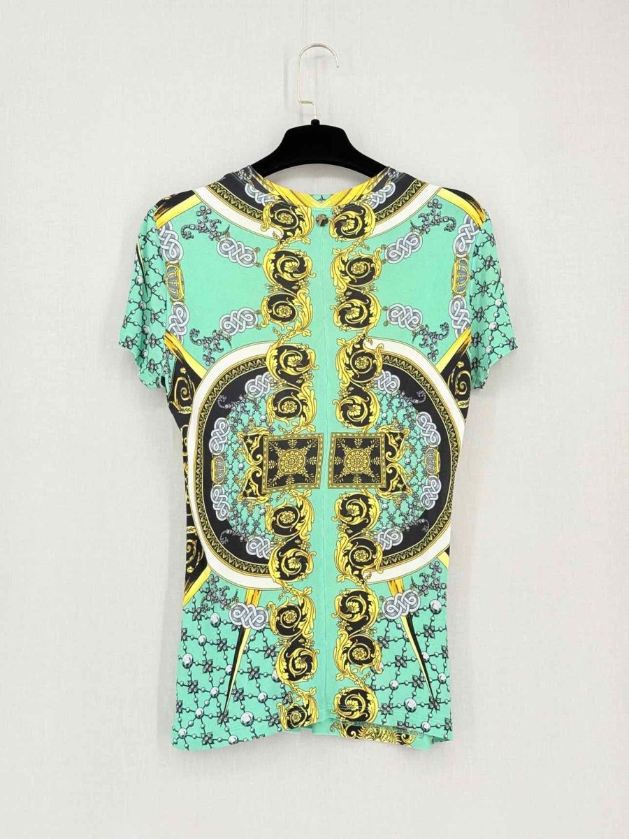 Pre-loved VERSACE Turquoise Multicolor Size US 8 T-shirt at Reems Closet
