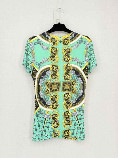 Pre-loved VERSACE Turquoise Multicolor Size US 8 T-shirt at Reems Closet