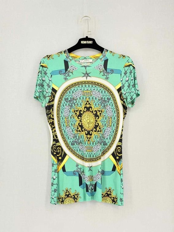 Pre-loved VERSACE Turquoise Multicolor Size US 8 T-shirt at Reems Closet